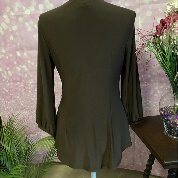 Brown Joseph Ribkoff NWT blouse with crossed front and buckle detail. Mocha - Picture 11 of 13